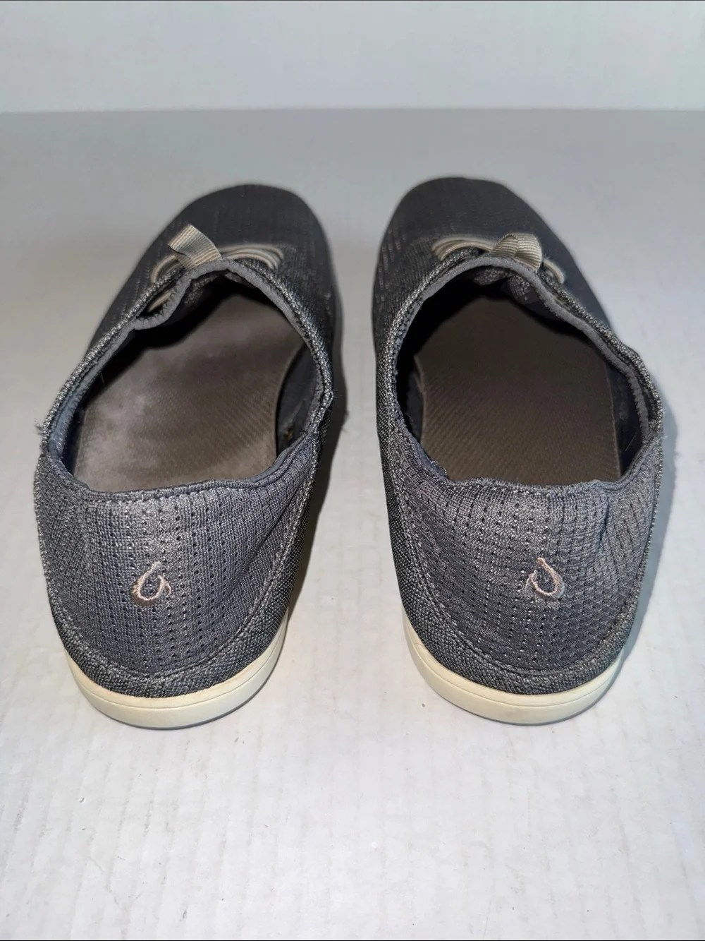 Olukai Gray Nohea Moku No Tie Boat Shoes